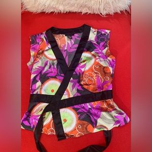 Silk Kimono Style Wrap Around Blouse